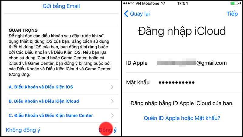 Đăng nhập tài khoản iCloud của bạn